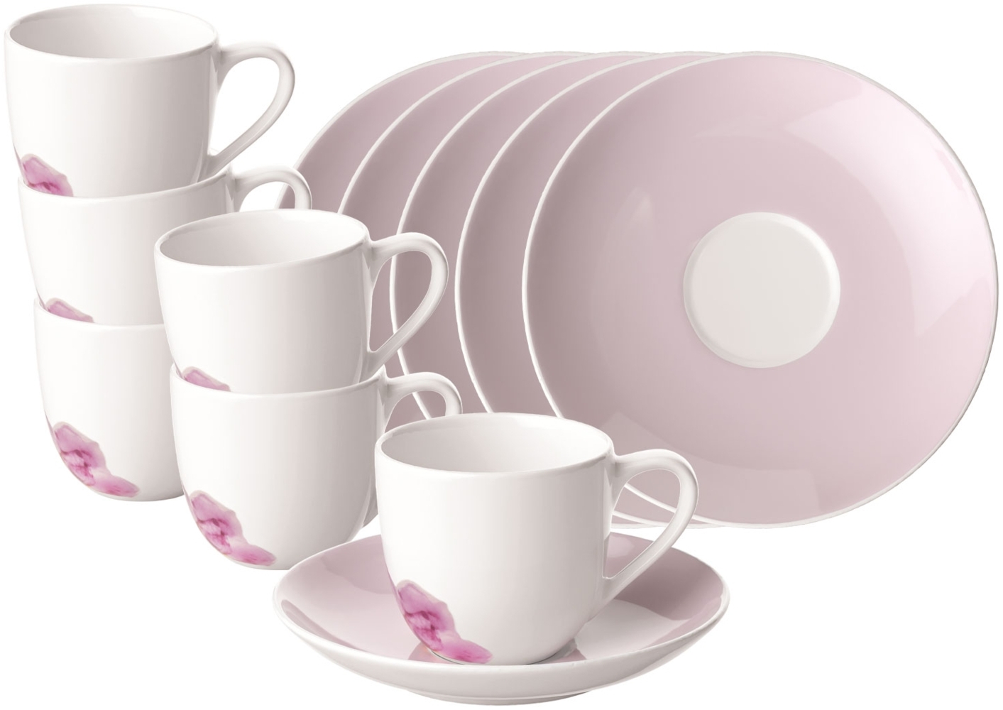 Villeroy & Boch Rose Garden Espressotasse mit Untertasse 70 ml Rosa 6er Set - DS Bild 1