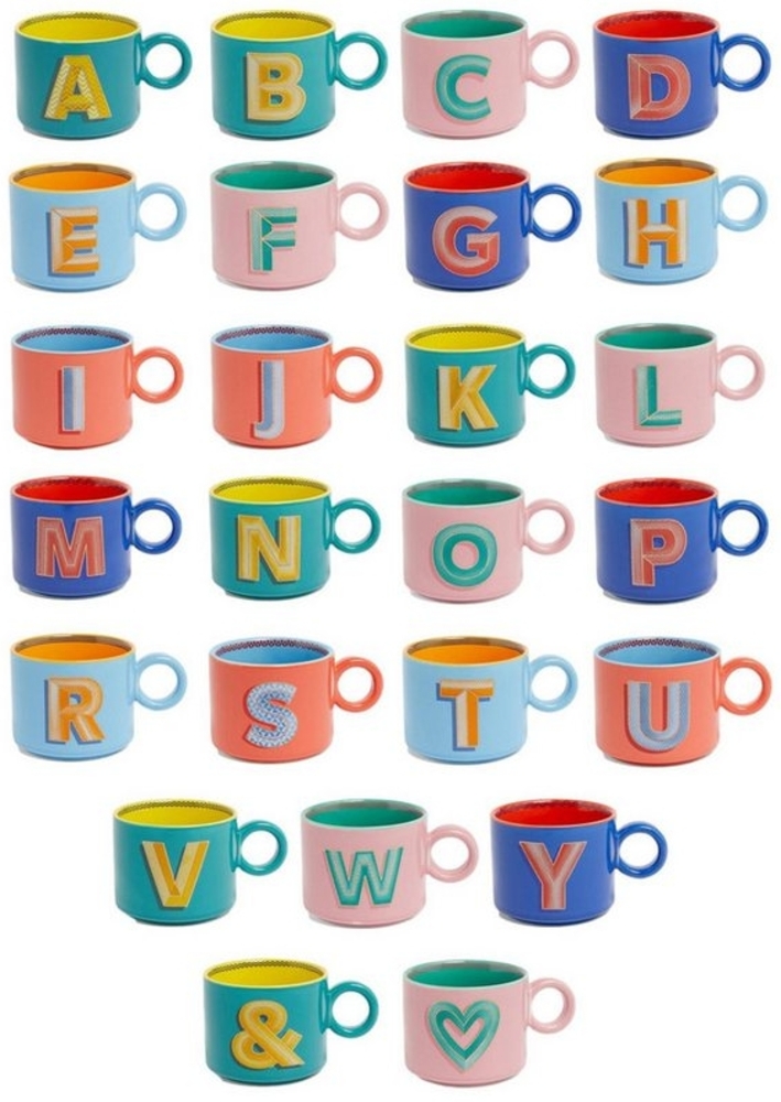 Next Becher Tasse mit Buchstaben-Motiv, Steingut Bild 1