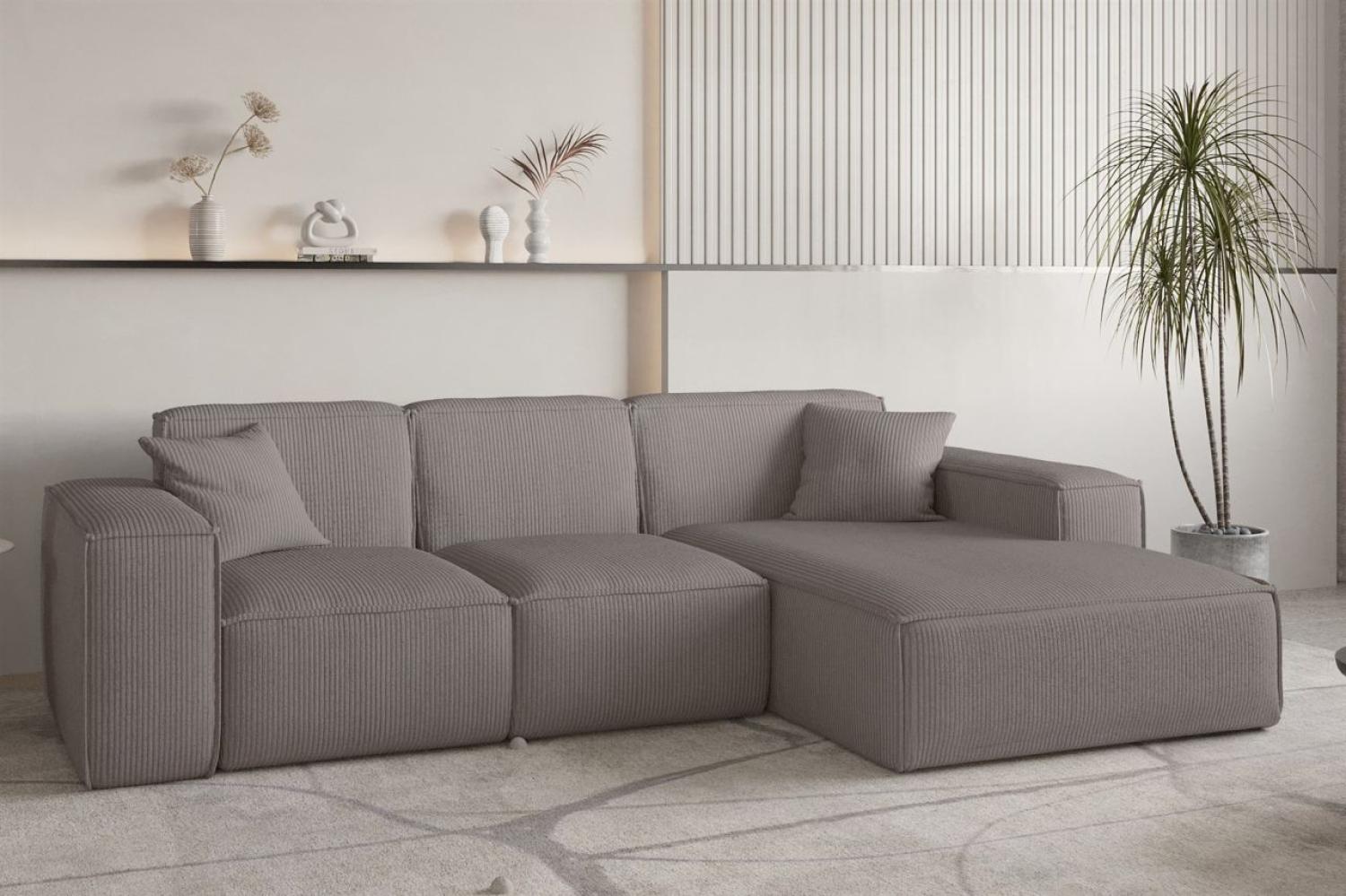 Ecksofa Designersofa CELES PREMIUM in Stoff Scala Taupe Ottomane Rechts Bild 1