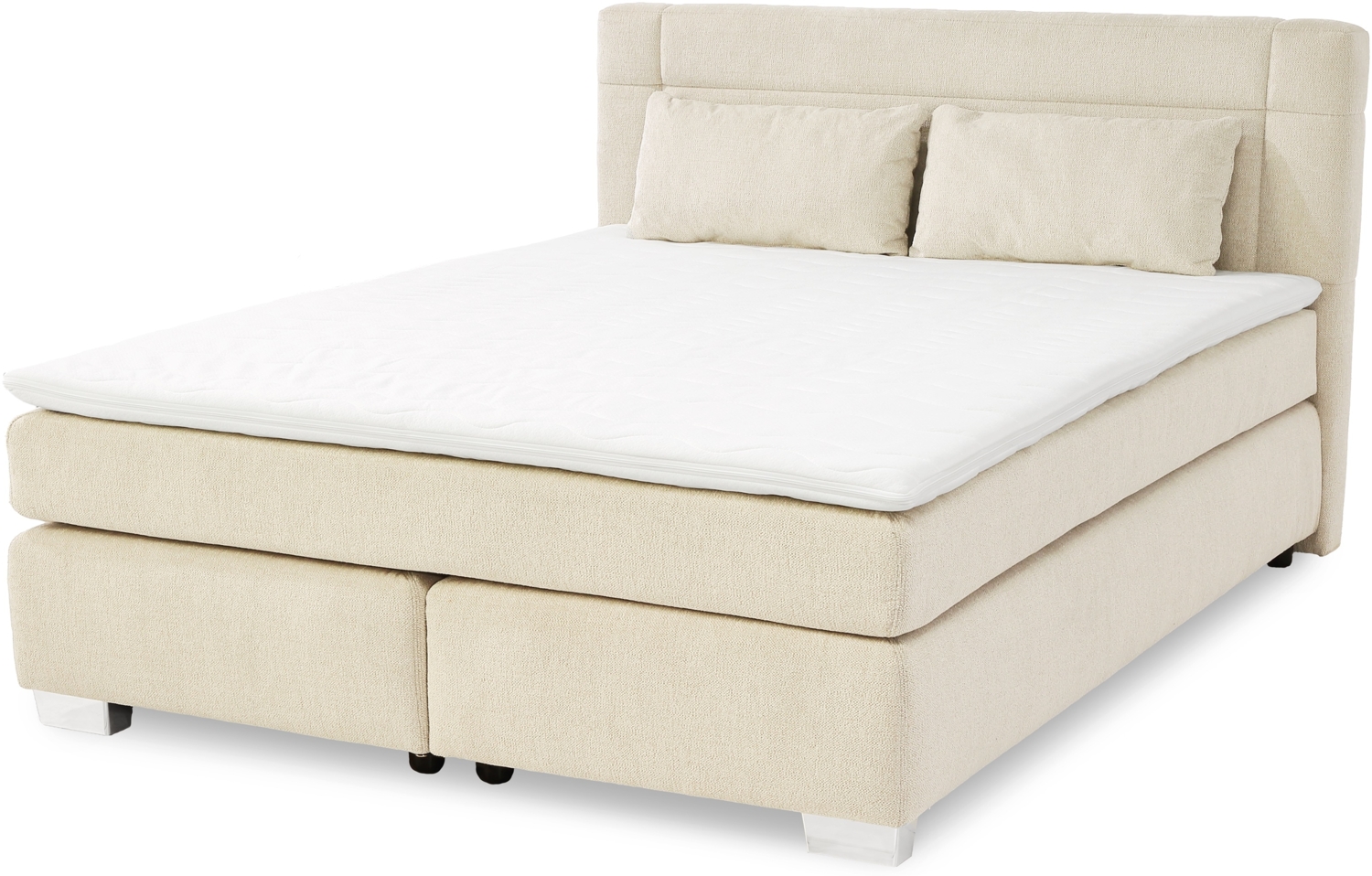 Jockenhöfer 'Romana Max' Boxspringbett, 160x200 cm, Chenille Hellbeige Bild 1
