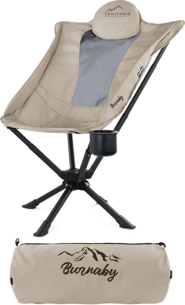 normani Campingstuhl Campingstuhl mit Getränkehalter Burnaby, Leichter Gartenstuhl Wanderstuhl mit Kopfkissen und Becherhalter Bild 1