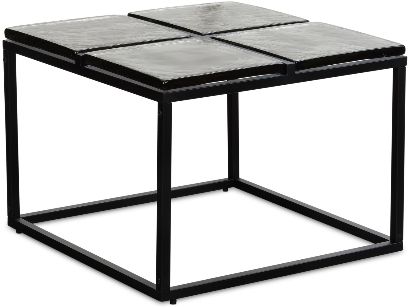 Couchtisch Glas Metall 58 x 58 x 43,5 cm Sofatisch Schwarz, Design Wohnzimmertisch Quadratisch, Kleiner Kaffeetisch Modern, Beistelltisch Anstelltisch Wohnzimmer Bild 1