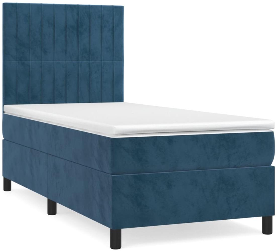 vidaXL Boxspringbett mit Matratze Dunkelblau 100x200 cm Samt 3143131 Bild 1