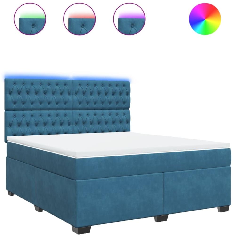 vidaXL Boxspringbett mit Matratze Blau 180x200 cm Samt 3293288 Bild 1