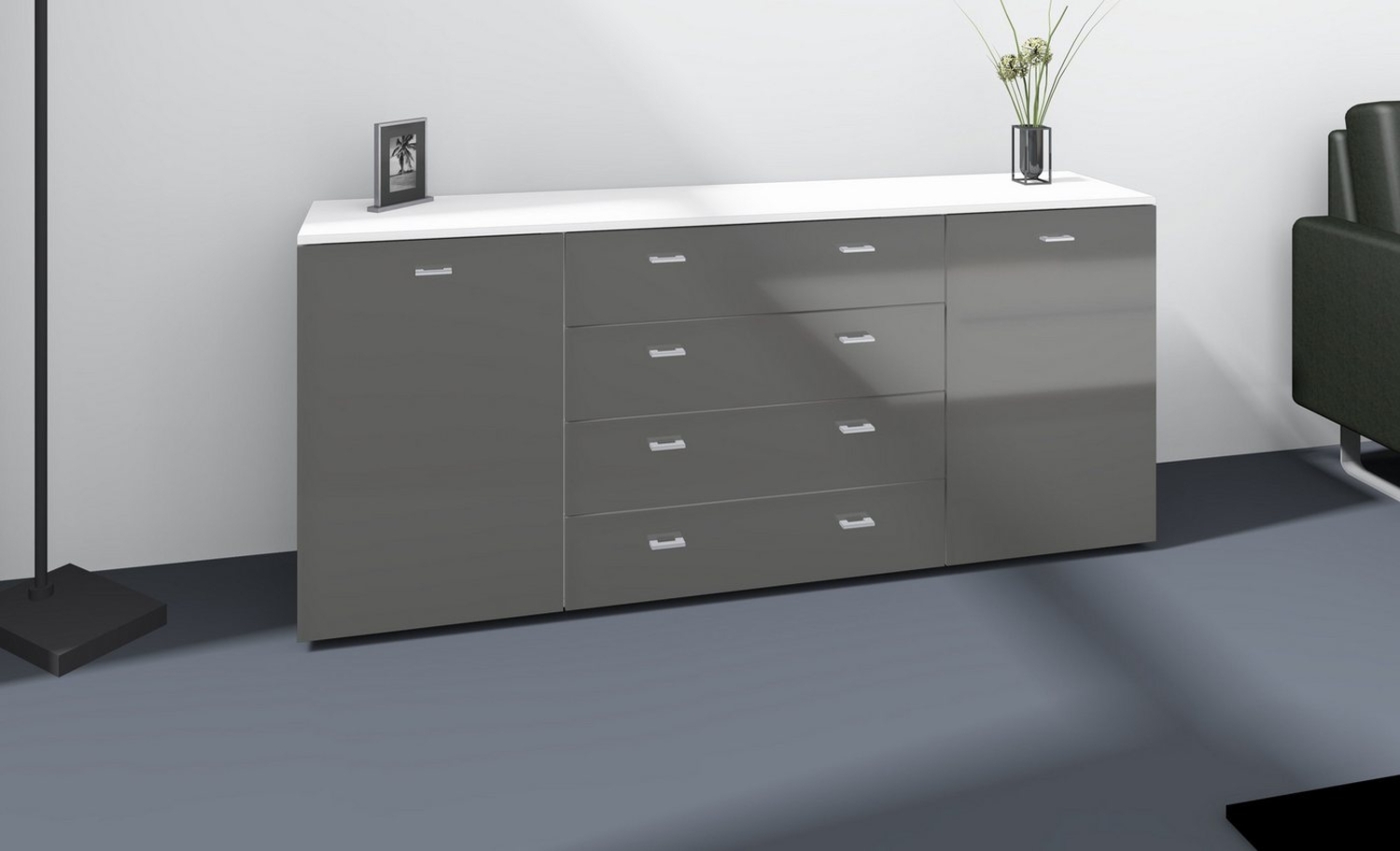 borchardt Möbel Sideboard Scala, Breite 166 cm, höhenverstellbare Einlegeböden, kleine Griffe Bild 1