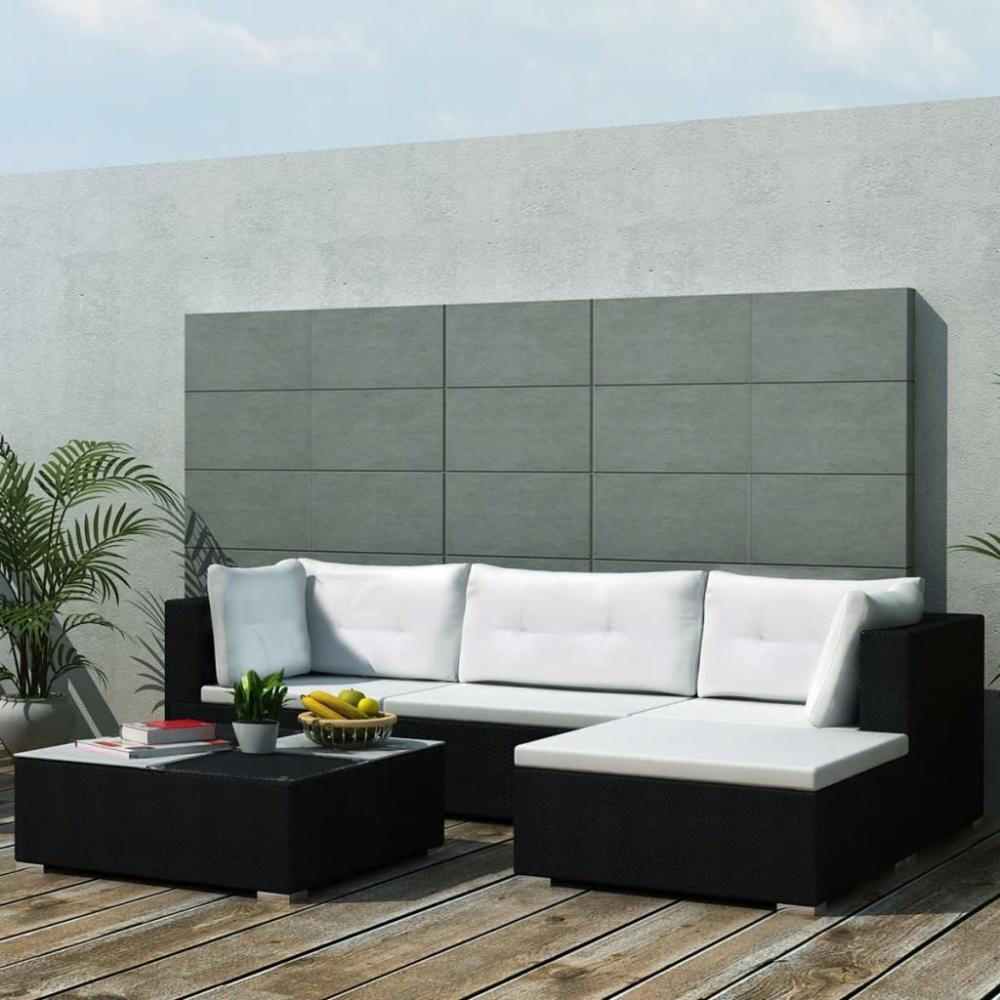 vidaXL 5-tlg. Garten-Lounge-Set mit Auflagen Poly Rattan Schwarz 41872 Bild 1