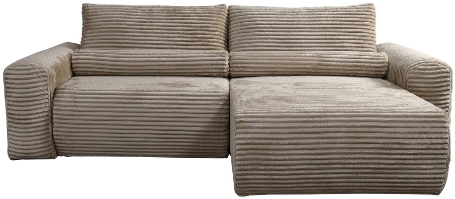 Selsey Leo - Ecksofa beidseitig montierbar mit Cordbezug und Schlaffunktion, dunkelbeige Bild 1