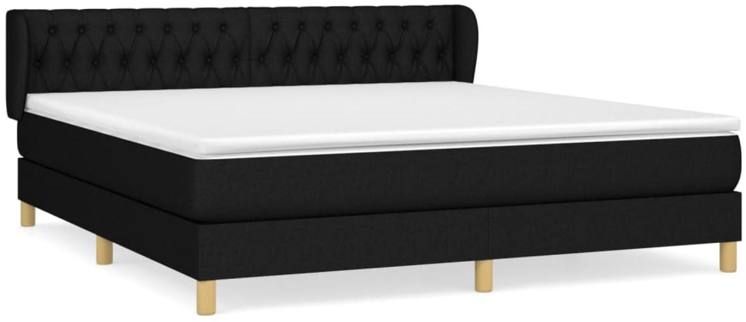 Doppelbett, Polsterbett mit Matratze Stoff Schwarz 180x200 cm Bild 1