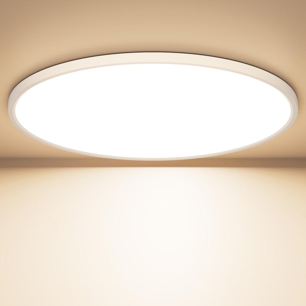 OUILA LED Deckenleuchte Flach Rund - Ø40CM Deckenlampe LED 36W 4000K 3600LM IP44 Wasserdichte Badezimmer lampe, Küchenlampe Deckenleuchte Neutralweiß für Küche Bad Schlafzimmer Flur Keller Bild 1