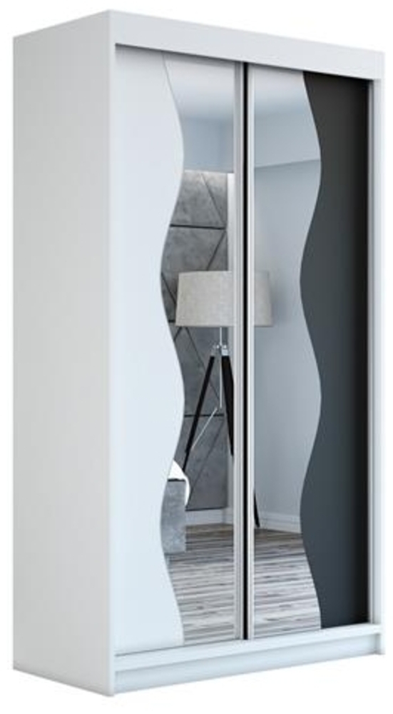 Schwebetrenschrank RIMA 2-trig Schrank 120 cm (mit Spiegel) Farbe: Wei , schwarz Bild 1