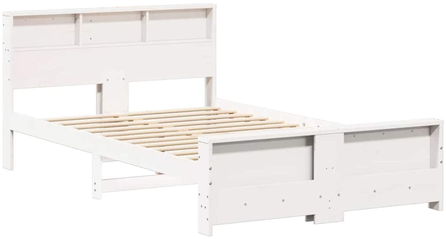 vidaXL Bettrahmen mit Kopfteil Weiß 135 x 190 cm Holzwerkstoff 877243 Bild 1