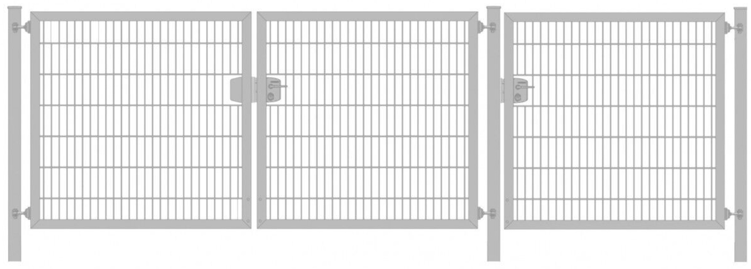 Premium Plus Einfahrtstor 8/6/8 (3-flügelig) Verzinkt Doppelstabmatte Breite 375 cm (1,25m|1,25m|1,25m) x Höhe 160 cm Bild 1