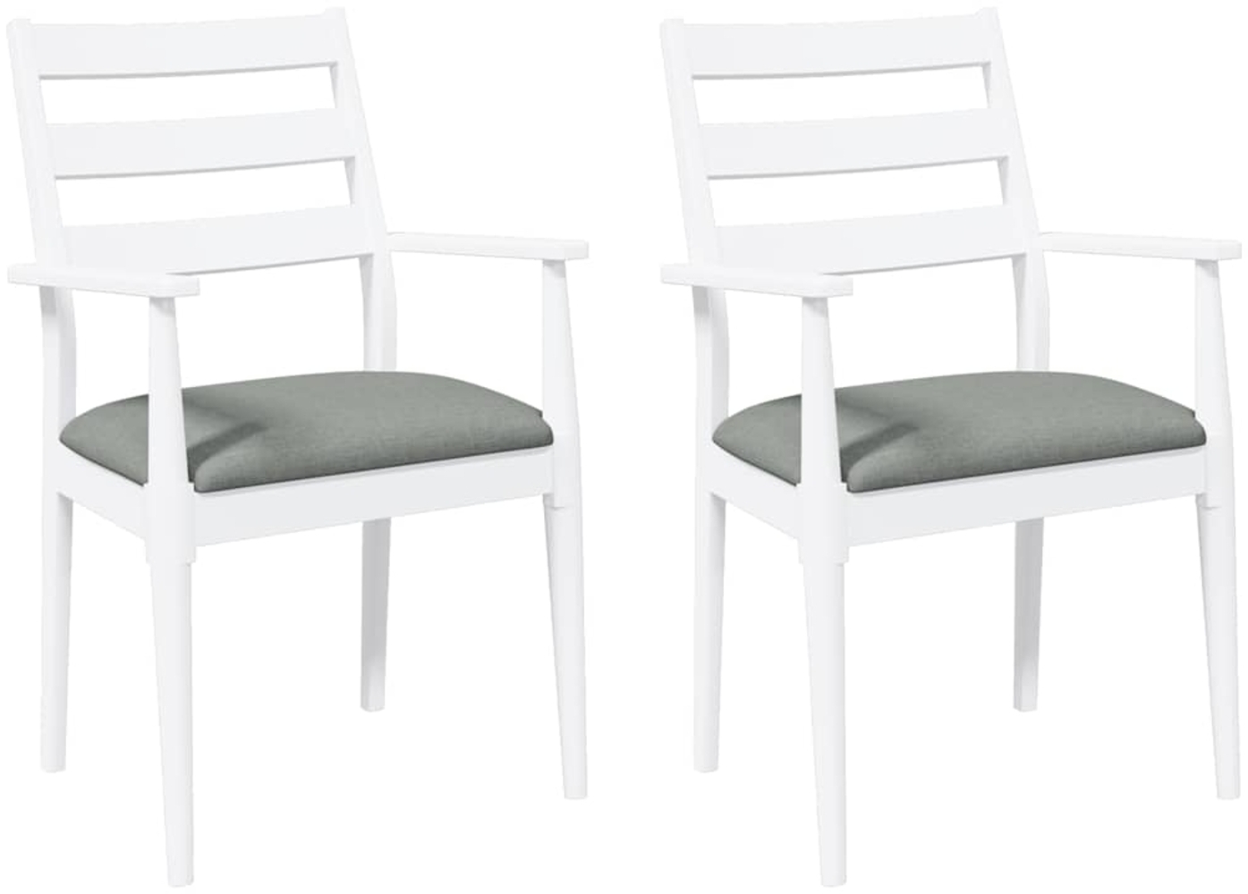 vidaXL Esszimmerstühle mit Kissen 2 Stk. Weiß Massivholz Gummibaum 4102474 Bild 1