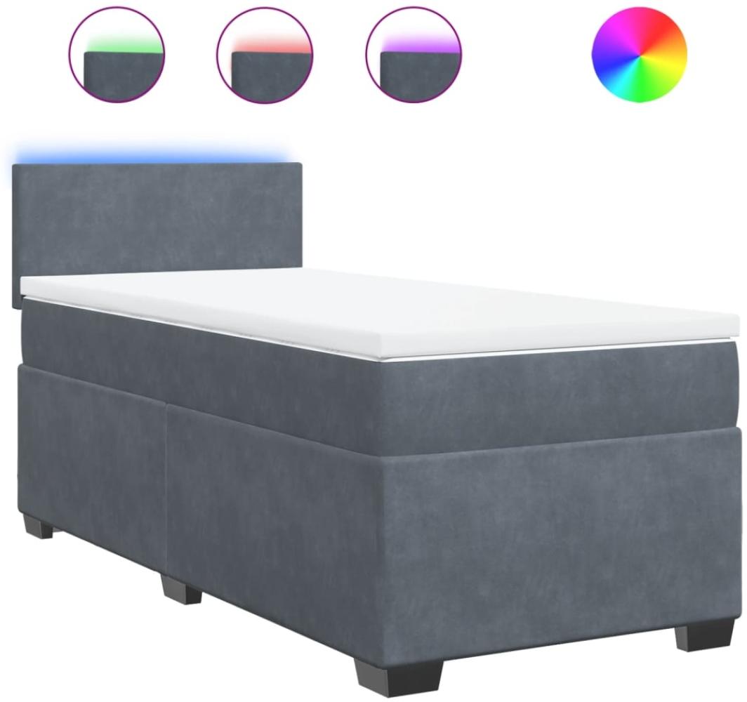vidaXL Boxspringbett mit Matratze Dunkelgrau 80x200 cm Samt 3288457 Bild 1