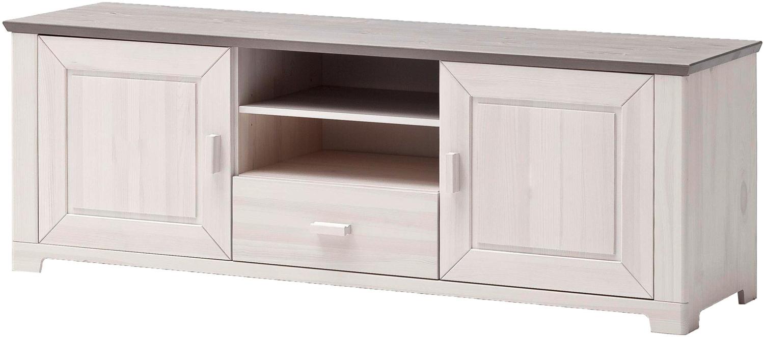 TV-Board >Malmö< in Weiß aus Massivholz - 160x55,5x46,5cm (BxHxT) Bild 1