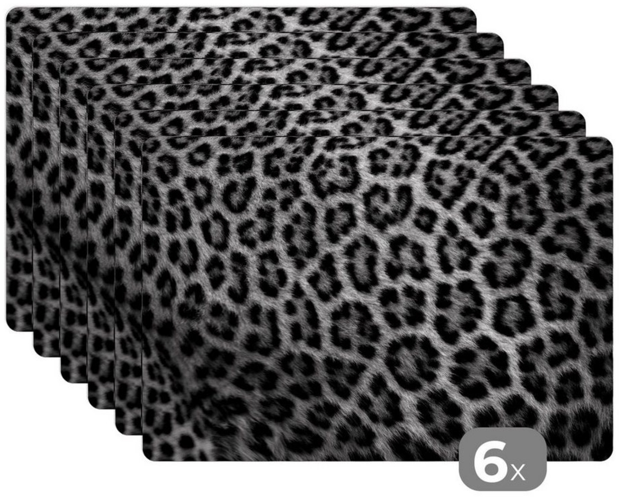 MuchoWow Platzset Pantherdruck - schwarz und weiß, (6-St), Platzsets, Tischset, Abwaschbar, Tischsets, Platzdeckchen Bild 1