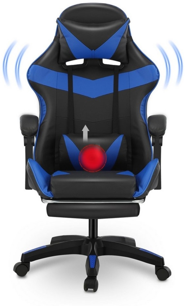 WILGOON Gaming-Stuhl Gaming Chair Bürostuhl mit Massagefunktion, Ergonomisch Gaming Stuhl (Computerstuhl mit Fußstütze, Armlehnen, Kopfstütze, Lenden-Kopfkissen, Massagefunktion, 1 St), Racing PC Stuhl, Maximale Belastung 150 kg, 360° drehbar Bild 1