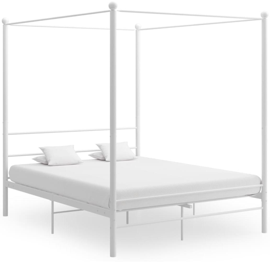 vidaXL Himmelbett Weiß Metall 160x200 cm 325064 Bild 1