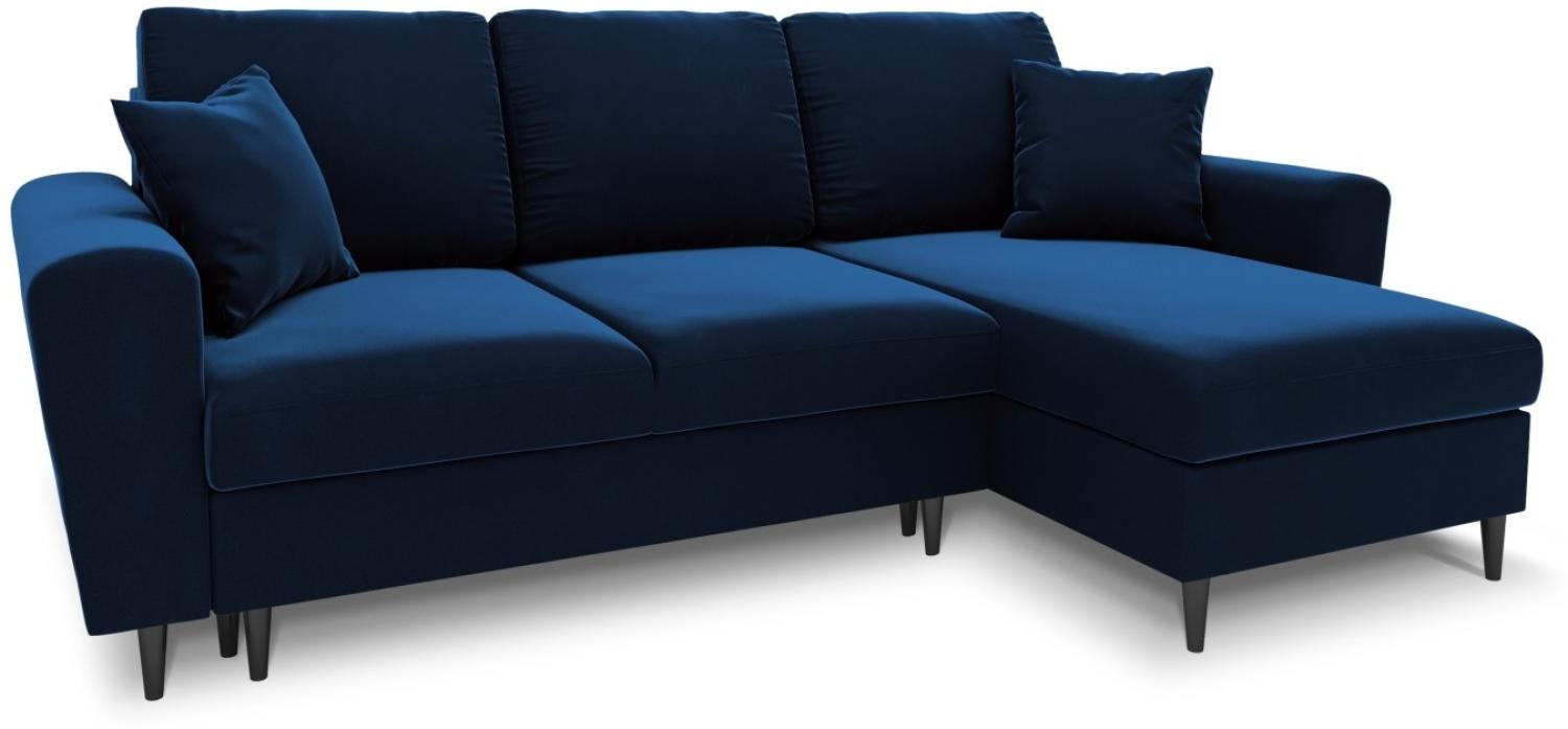 Micadoni 4-Sitzer Samtstoff Reversible Ecksofa mit Bettfunktion und Box Moghan | Bezug Royal Blue | Beinfarbe Black Chro... Bild 1