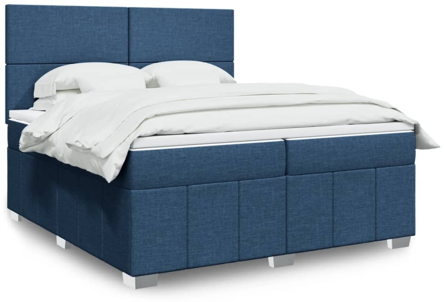 vidaXL Boxspringbett mit Matratze Blau 200x200 cm Stoff 3291774 Bild 1