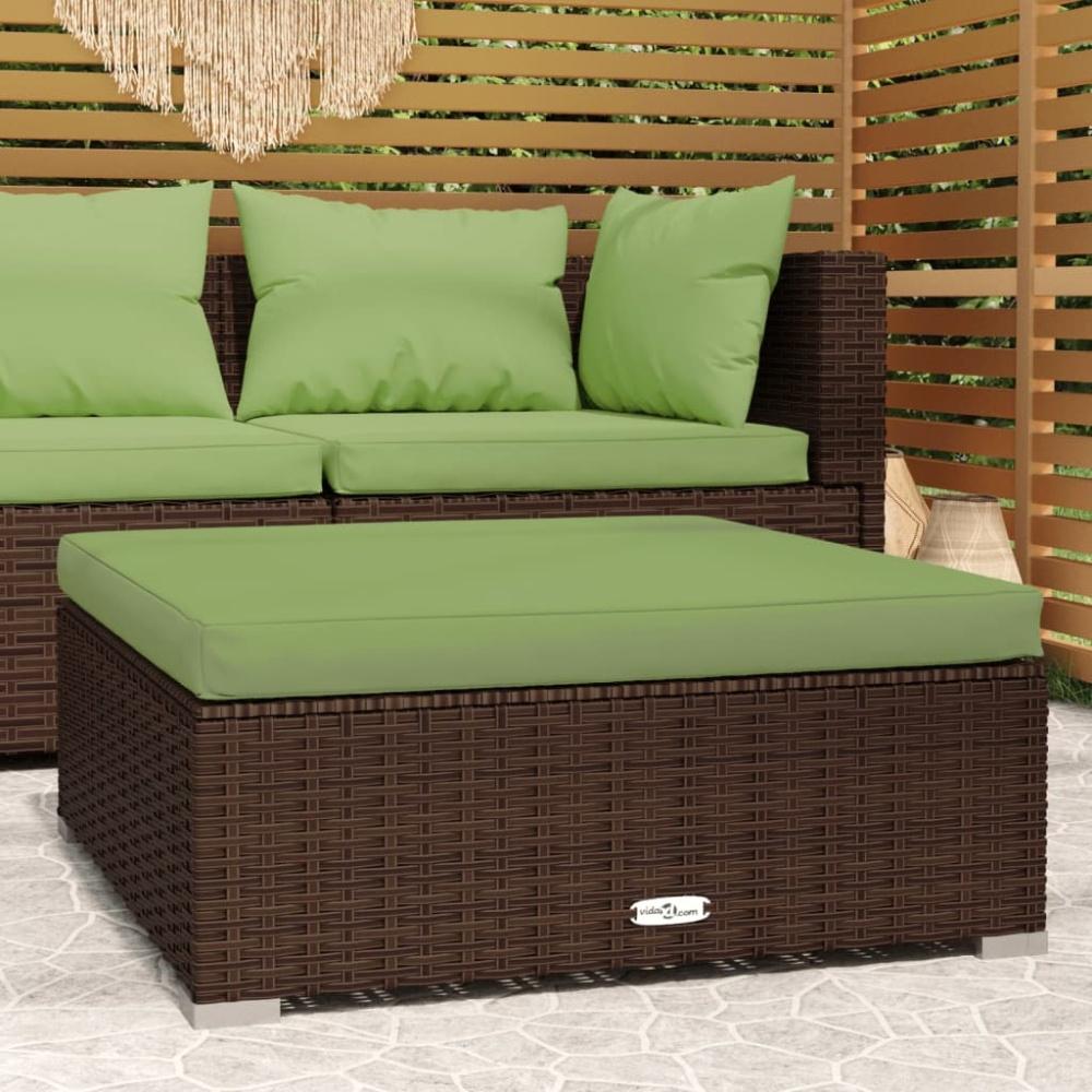 vidaXL Gartenhocker mit Kissen Braun 70x70x30 cm Poly Rattan 317558 Bild 1