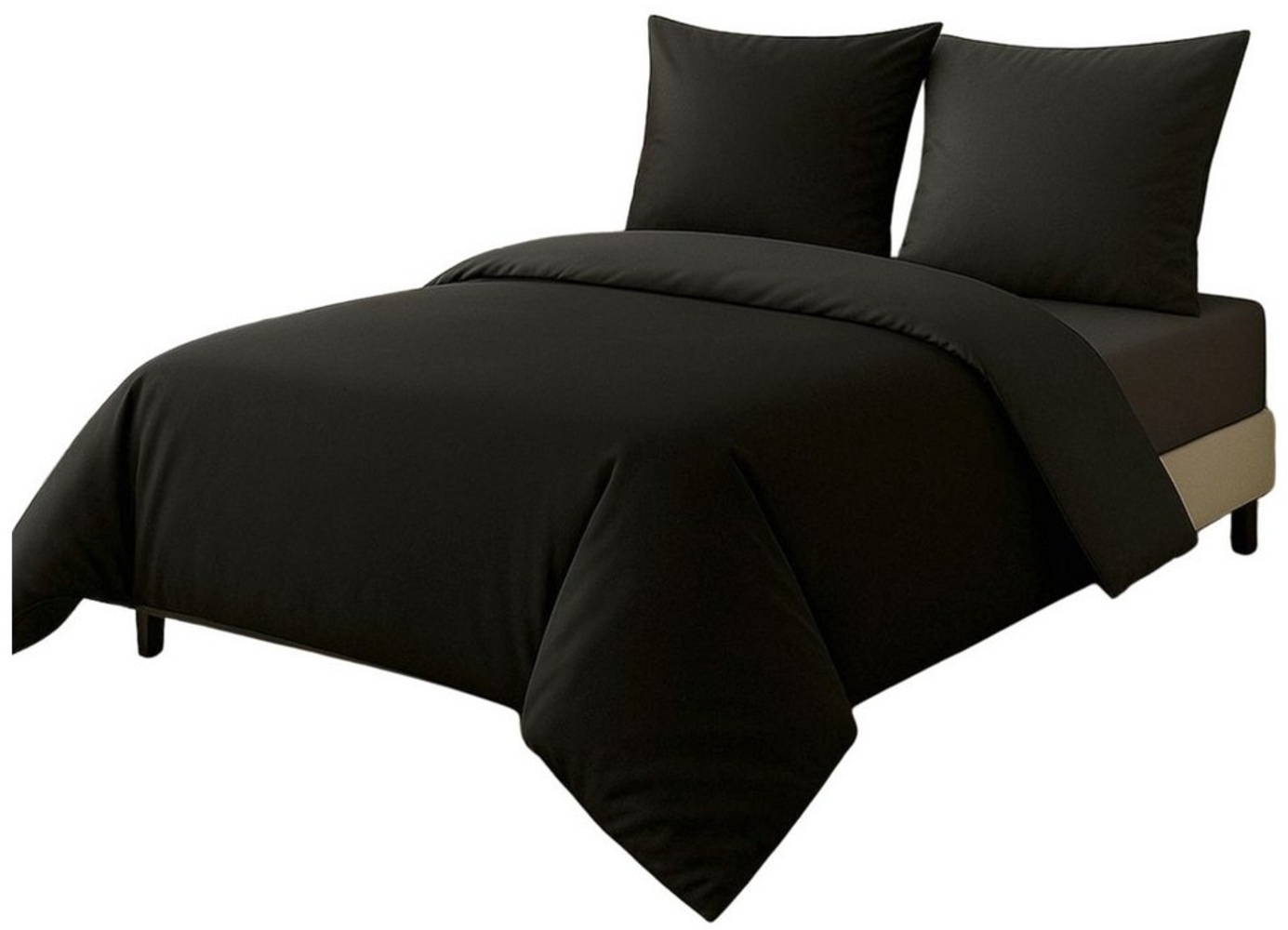 Leonado Vicenti Bettwäsche Luxus Satin-Bettwäsche aus 100 % Baumwolle, Satin, 2 teilig, Wendebettwäsche, hochwertig, dezenter Glanz, Unifarben, Anthrazit Bild 1