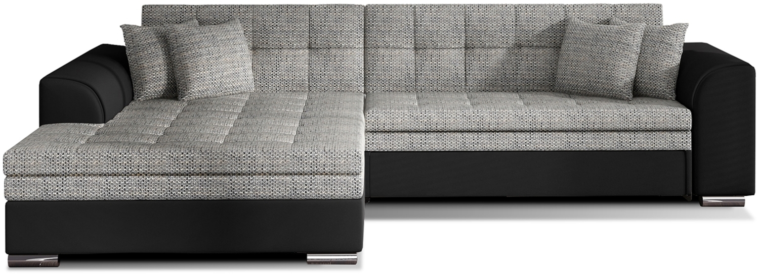 ELTAP 'Sorento', Ecksofa, Eckcouch, Grau meliert / Schwarz, 78 x 194 x 296 cm, Links Bild 1