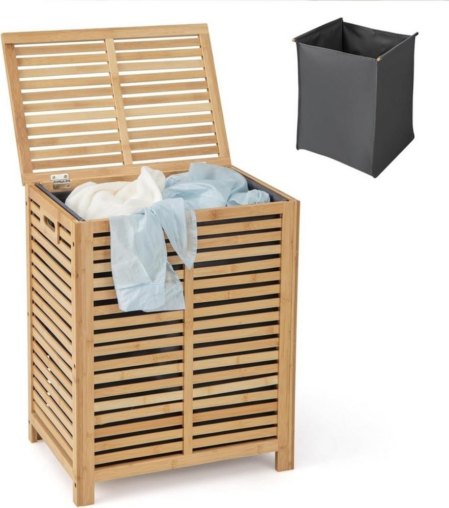 KOMFOTTEU Wäschekorb 80 L, mit Deckel & Abnehmbarem Wäschesack Bild 1