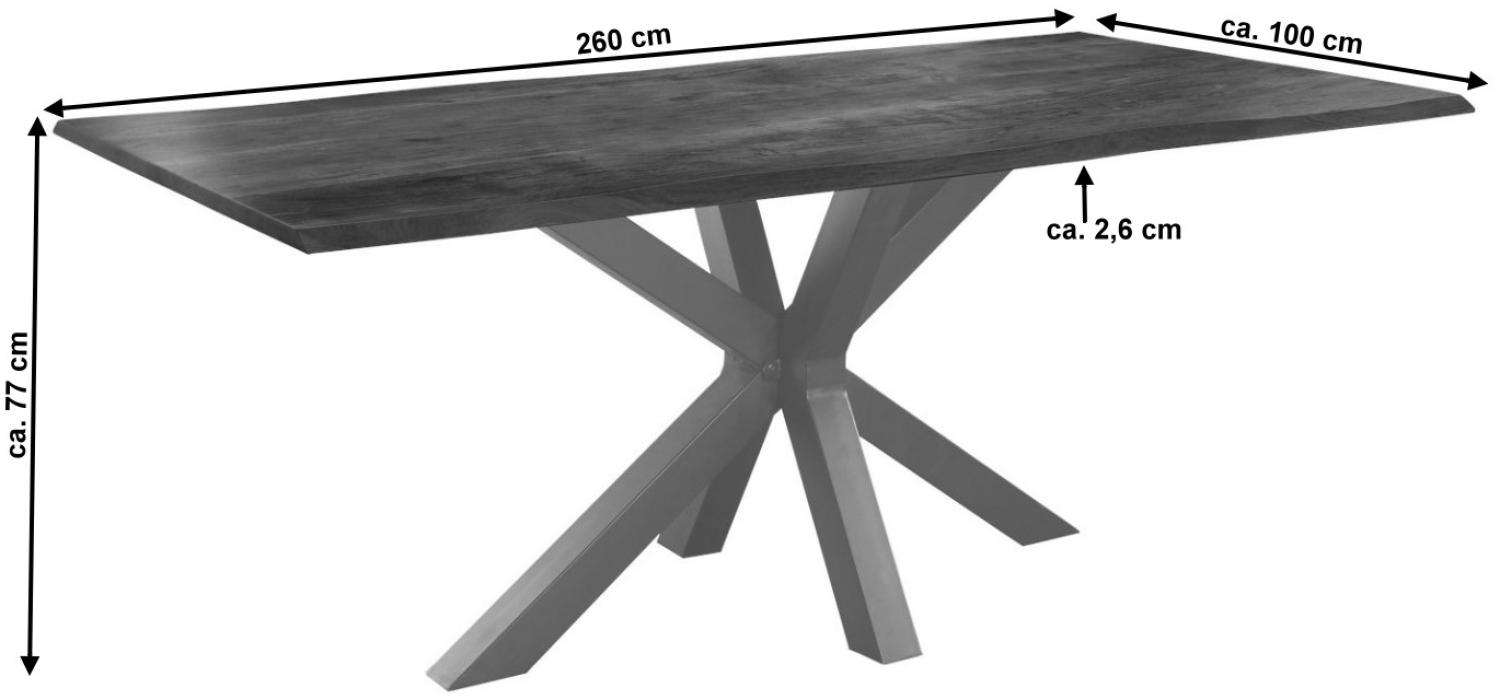Esstisch Baumkante massiv Akazie nussbaum 260x100 silber FELINA 527206 Bild 1