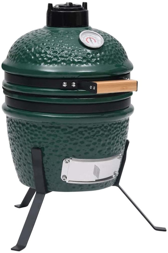 vidaXL 2-in-1 Kamado-Grill Smoker Keramik 56 cm Grün 316094 Bild 1