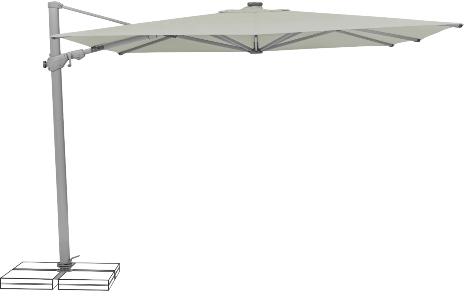 Suncomfort by Glatz Sonnenschirm / Ampelschirm "Varioflex Solar LED", light grey, 300x300 cm Bild 1