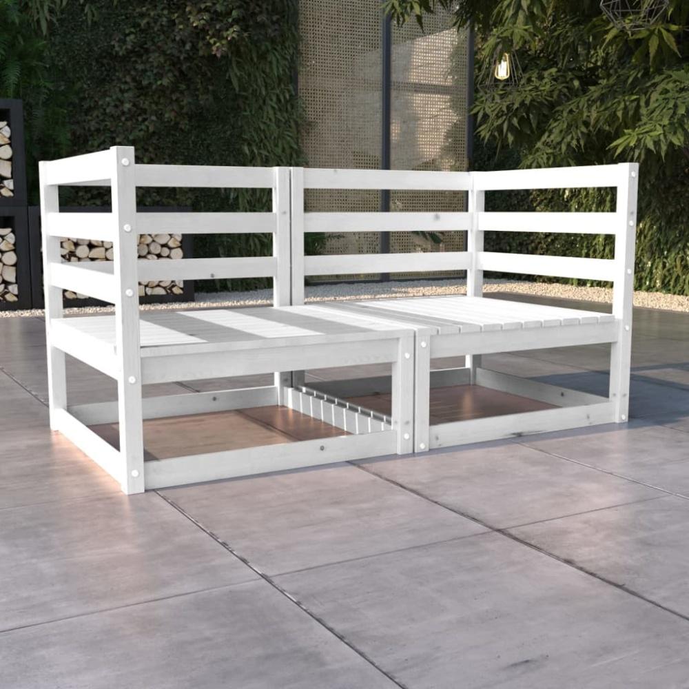 vidaXL Gartensofa 2-Sitzer Weiß Massivholz Kiefer 3075245 Bild 1