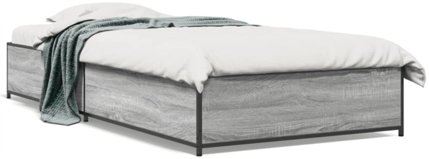 vidaXL Bettgestell Grau Sonoma 90x200 cm Holzwerkstoff und Metall 845114 Bild 1