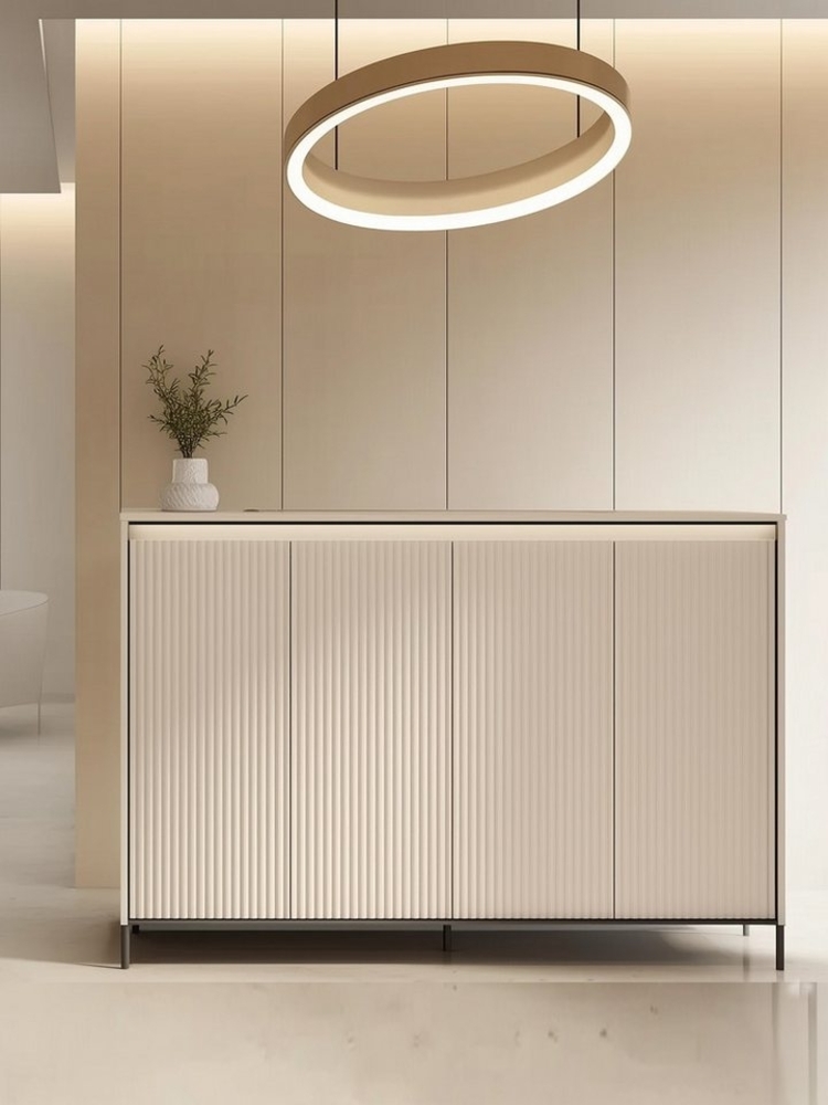Compleo Kommode beige mit Lamellen FLORE, Elegant Schlafzimmer, Flur, geräumig Bild 1