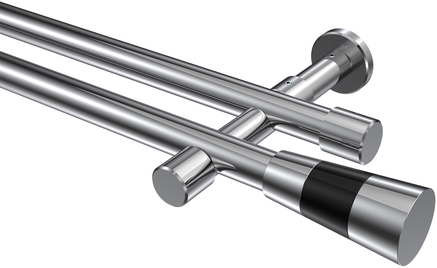 Gardinenstangen-Set Prestige Tanara 520 cm (geteilt in 4 x 130 cm), 2-läufig (ohne Ringe), 20 mm Ø Chrom Bild 1