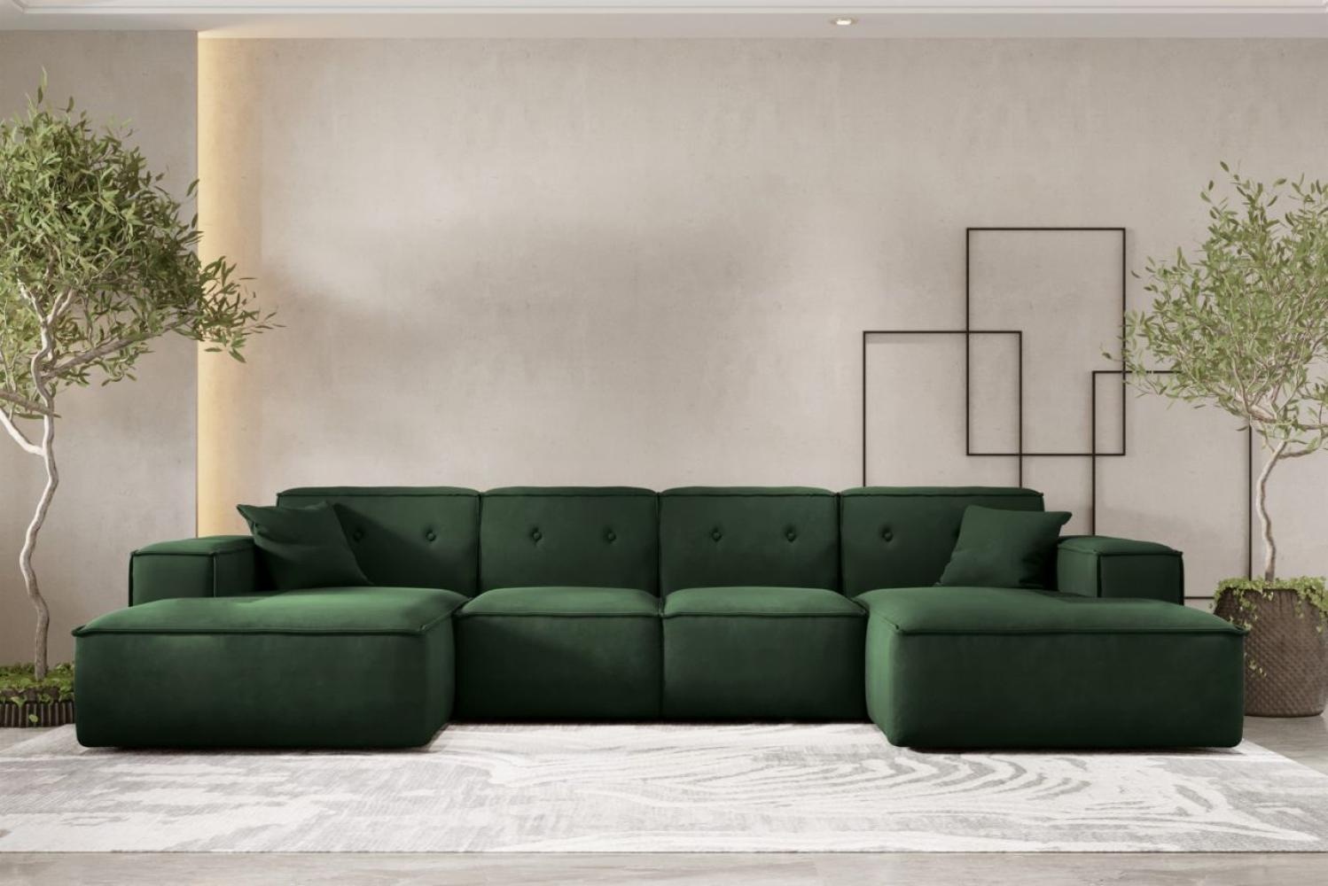 Wohnlandschaft Sofa U-Form CESINA in Stoff Opera Velvet Dunkelgrün Bild 1