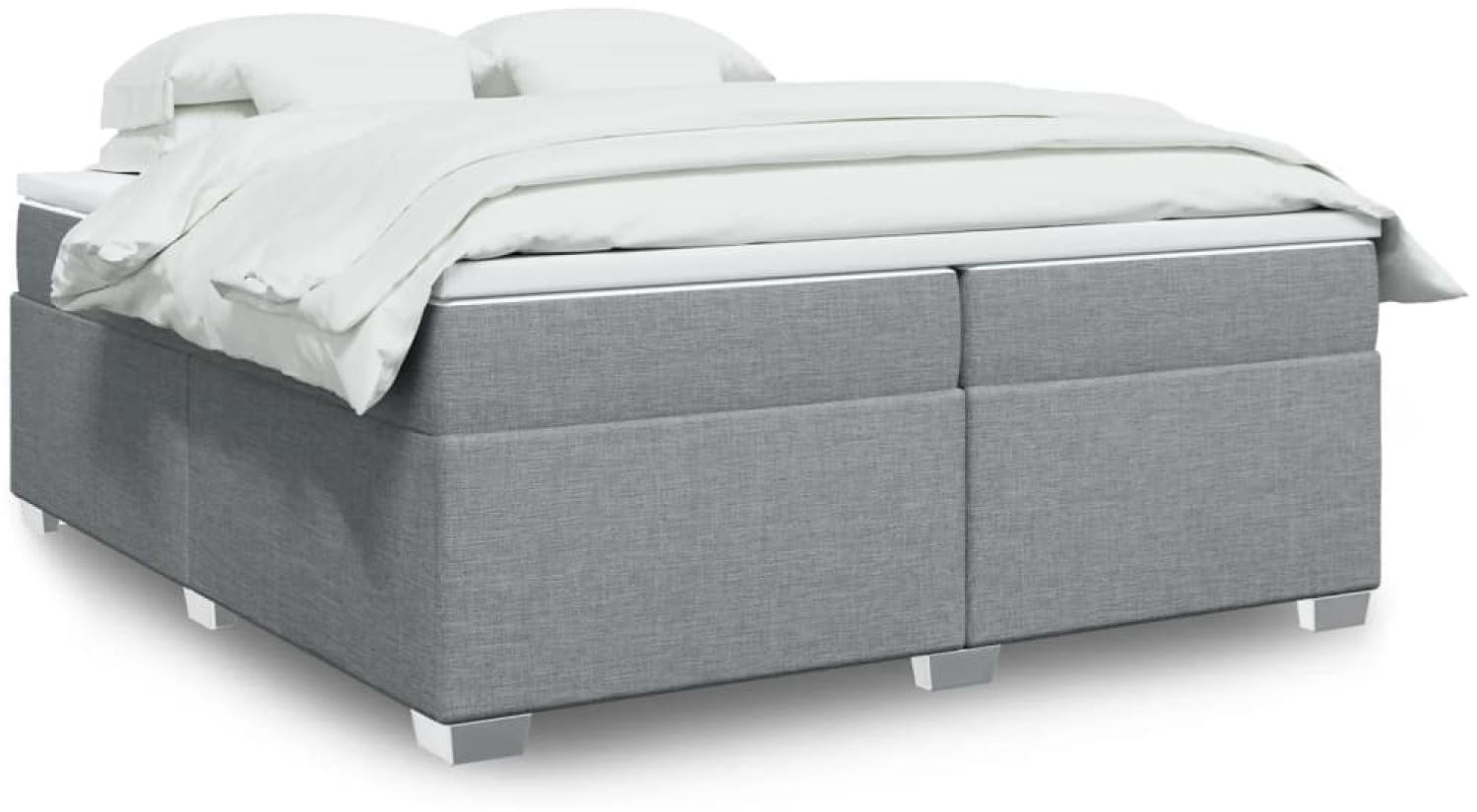 vidaXL Boxspringbett mit Matratze Hellgrau 200x200 cm Stoff 3285158 Bild 1