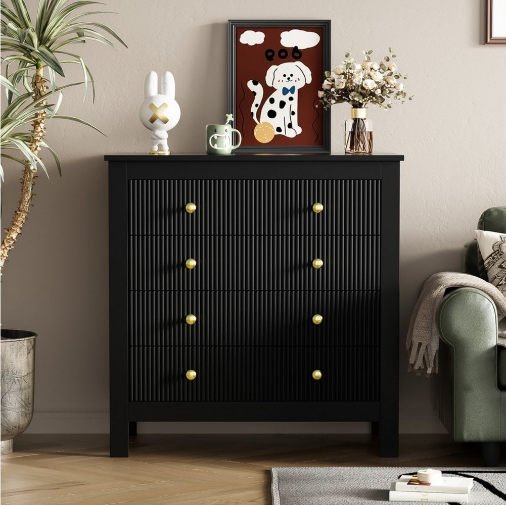 Refined Living Sideboard Schuhschrank Wohnzimmerschrank Kommode mit Spezialtüren Schminktisch (1 St, 5 Schubladen mit speziell strukturierten Oberfläche, 1 St, Goldgriffen Viel Stauraum Robuste Konstruktion Schubladenschrank), für den Eingangsbereich, ... Bild 1