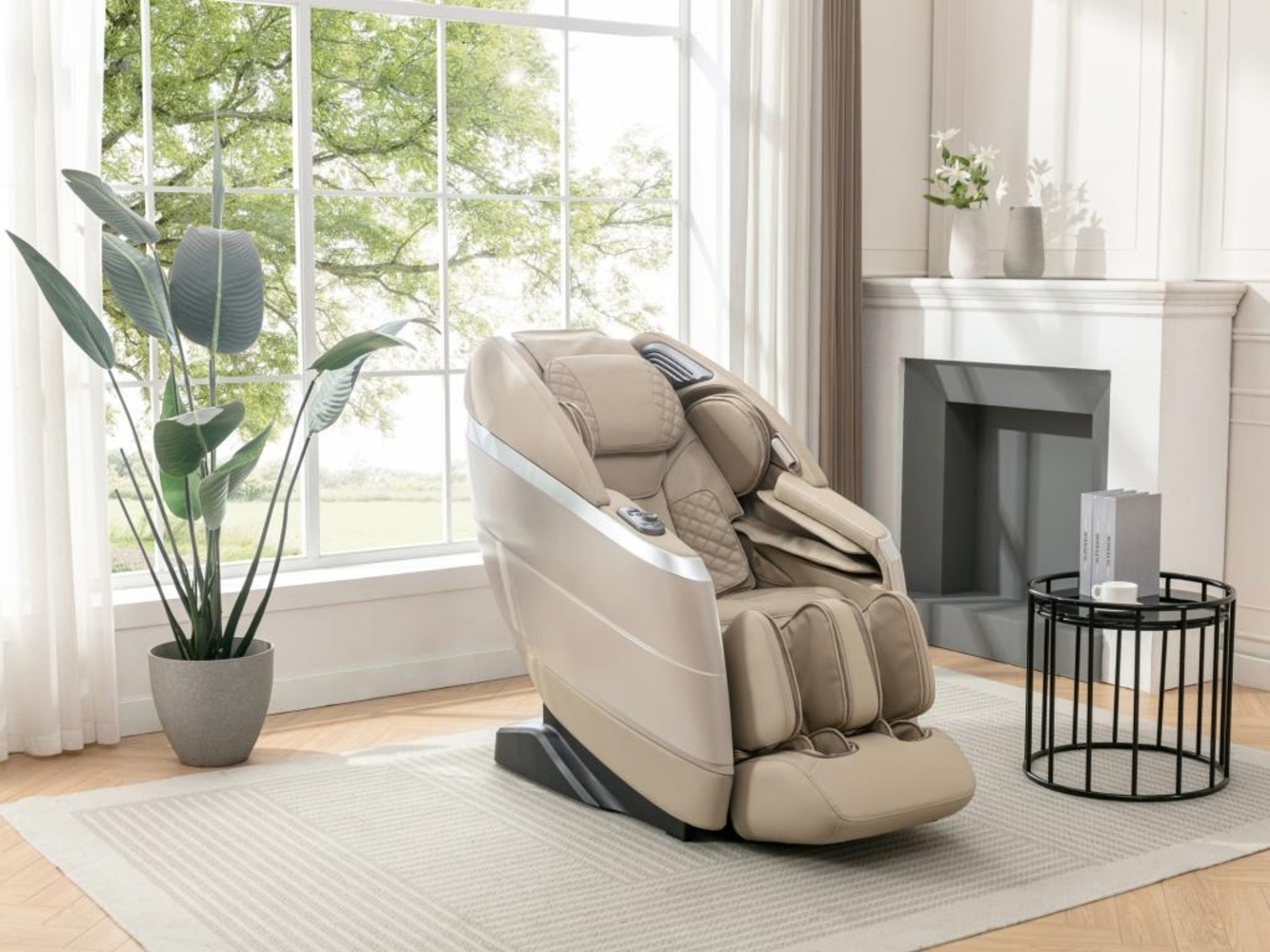 Vente-unique - Massagesessel - Kunstleder - Sprachsteuerung - Zero-Gravity-System - Beige - ULAP Bild 1