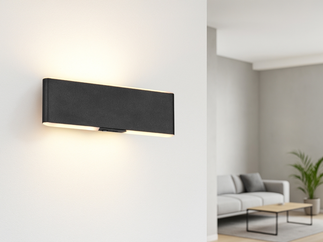 Akku Wandleuchte CONCHITA mit Fernbedienung, per USB aufladbar, Schwarz B: 22cm Bild 1