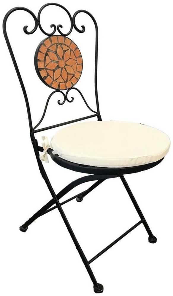 Mosaik Klappstuhl Gartenstuhl Bistrostuhl Terrakotta mit Polster Bild 1