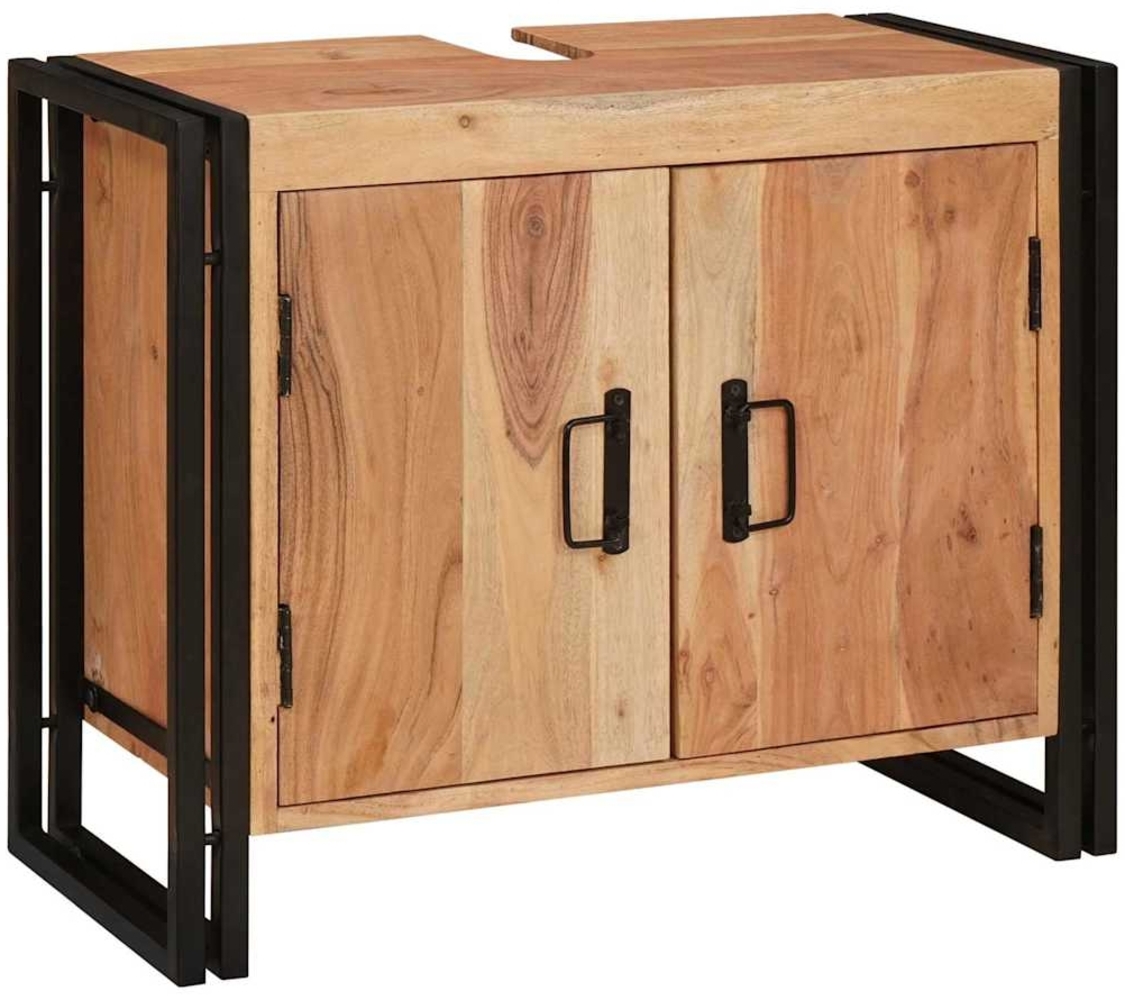 vidaXL Waschbeckenunterschrank mit Tür Massivholz Akazie und Eisen 4102767 Bild 1