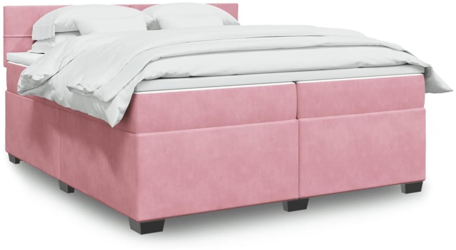 vidaXL Boxspringbett mit Matratze Rosa 200x200 cm Samt 3288707 Bild 1