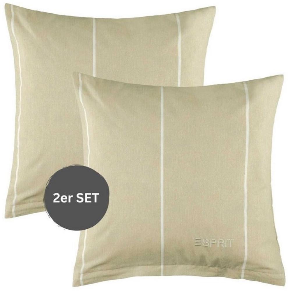 Esprit Bettwäsche HARPLINES Renforce Kissenbezüge und Bettwäsche, Baumwolle, 2 teilig, 40 x 40 cm 2er Pack in Beige Bild 1