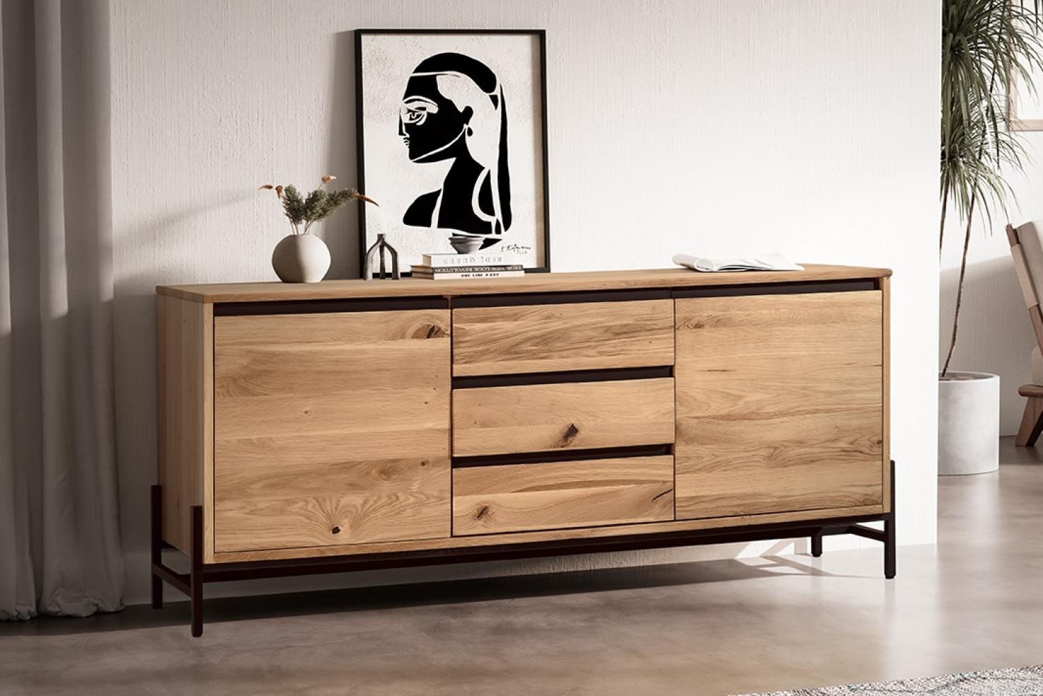 Sideboard 155x67cm 'Veneza' Wildeiche & Metall schwarz Bild 1