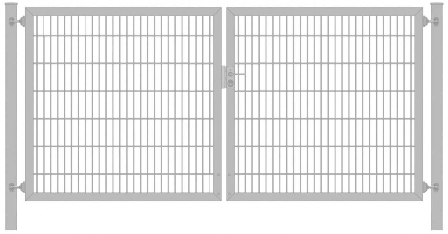 Einfahrtstor Classic Plus (2-flügelig) symmetrisch Verzinkt 6/5/6er Doppelstabmatte Breite 250 cm x Höhe 180 cm Bild 1