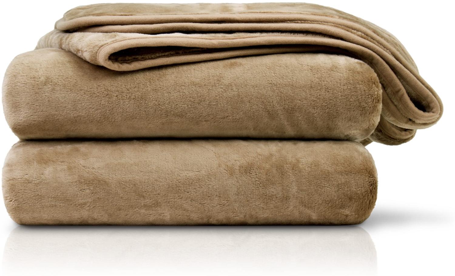 Amago - Kuscheldecke, Cashmere-Feeling, 180 x 220 cm - Taupe Bild 1