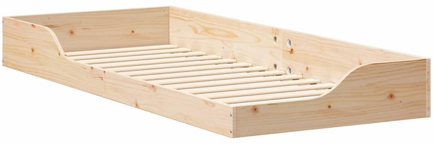 vidaXL Bettrahmen Braun 80 x 220 cm Massives Kiefernholz 873409 Bild 1