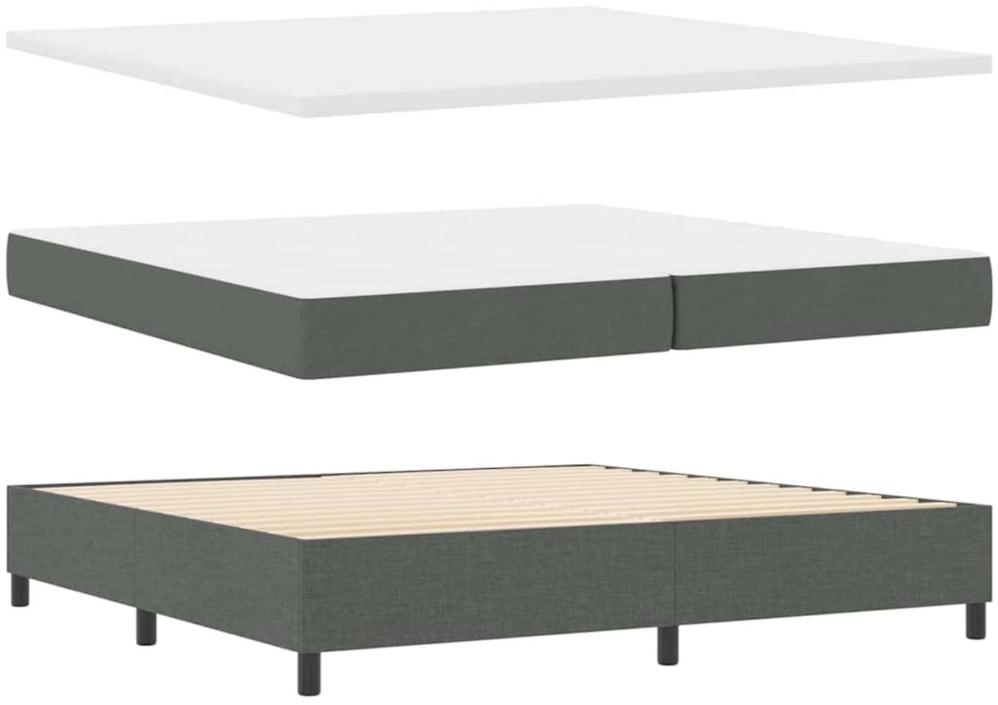 vidaXL Boxspringbett Dunkelgrau 200 x 200 cm Stoff & Holzwerkstoff 3344094 Bild 1