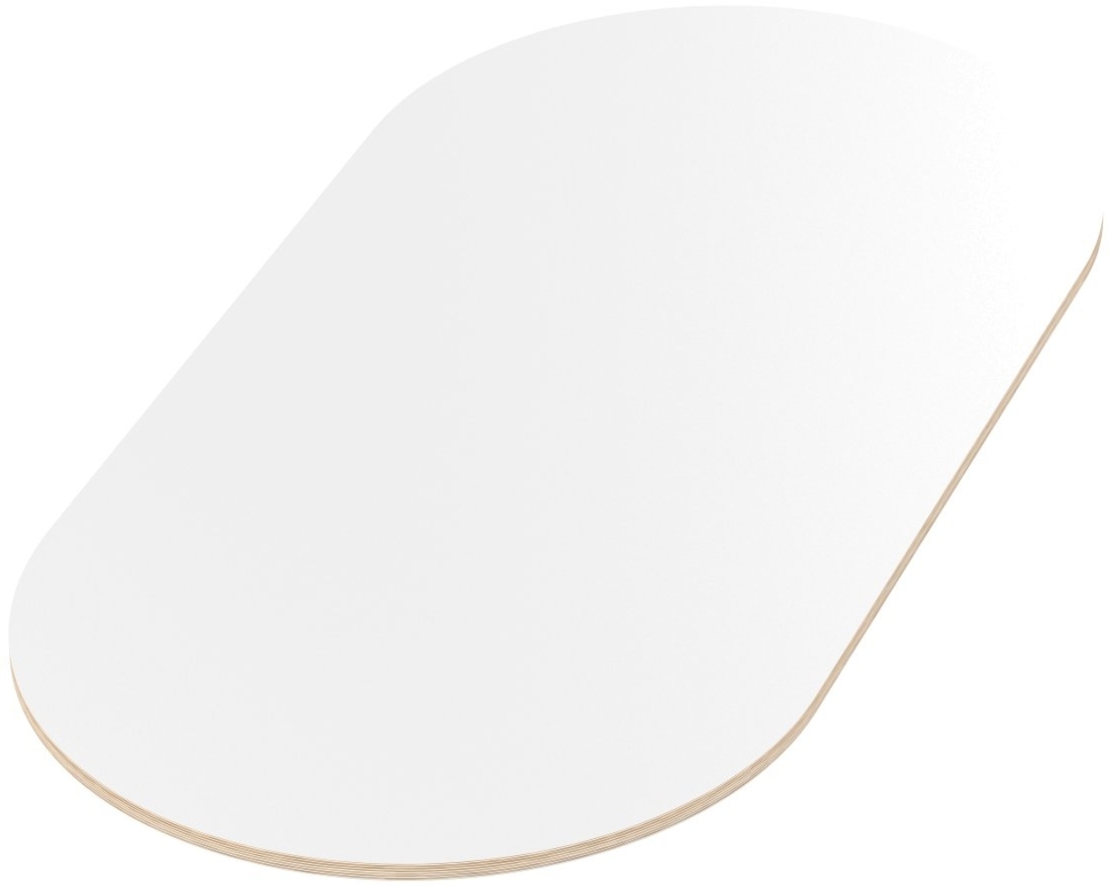 Multiplexplatte Holzplatte Tischplatte Oval melaminbeschichtet weiß - Größe 60 x 40 cm - Höhe 1,8 cm - Farbe weiß Bild 1